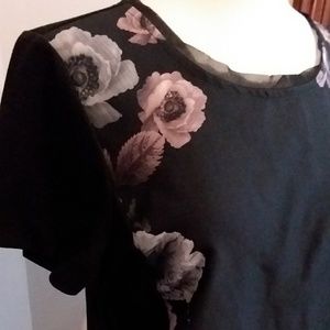 Black dress with floral accents